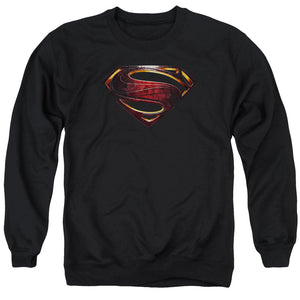 AN OFFCIALLY LICENSED JUSTICE LEAGUE MOVIE SUPERMAN LOGO ADULT UNISEX CREWNECK SWEATSHIRT BLACK