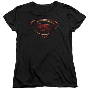 AN OFFCIALLY LICENSED JUSTICE LEAGUE MOVIE SUPERMAN LOGO WOMEN'S REGULAR FIT T-SHIRT BLACK