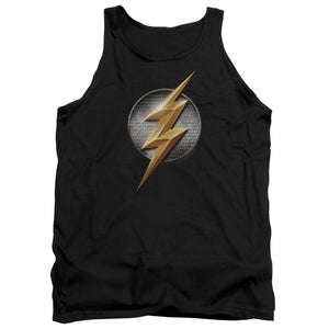 AN OFFCIALLY LICENSED JUSTICE LEAGUE MOVIE FLASH LOGO ADULT UNISEX TANK TOP BLACK