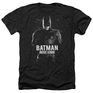 AN OFFCIALLY LICENSED JUSTICE LEAGUE MOVIE BATMAN MEN'S HEATHER T-SHIRT CHARCOAL