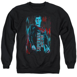 AN OFFCIALLY LICENSED JUSTICE LEAGUE MOVIE SUPERMAN ADULT UNISEX CREWNECK SWEATSHIRT BLACK