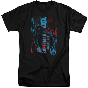AN OFFCIALLY LICENSED JUSTICE LEAGUE MOVIE SUPERMAN MEN'S TALL FIT T-SHIRT BLACK