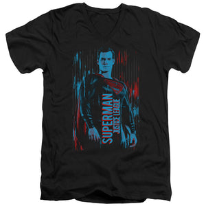 AN OFFCIALLY LICENSED JUSTICE LEAGUE MOVIE SUPERMAN MEN'S V-NECK T-SHIRT BLACK