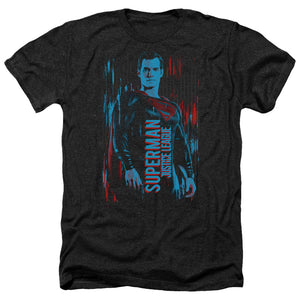AN OFFCIALLY LICENSED JUSTICE LEAGUE MOVIE SUPERMAN MEN'S HEATHER T-SHIRT CHARCOAL