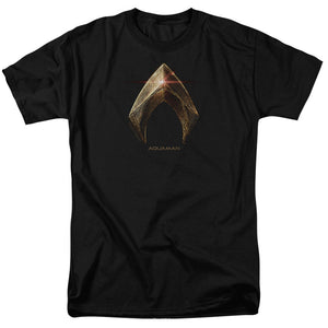 AN OFFCIALLY LICENSED JUSTICE LEAGUE MOVIE AQUAMAN LOGO MEN'S REGULAR FIT T-SHIRT BLACK