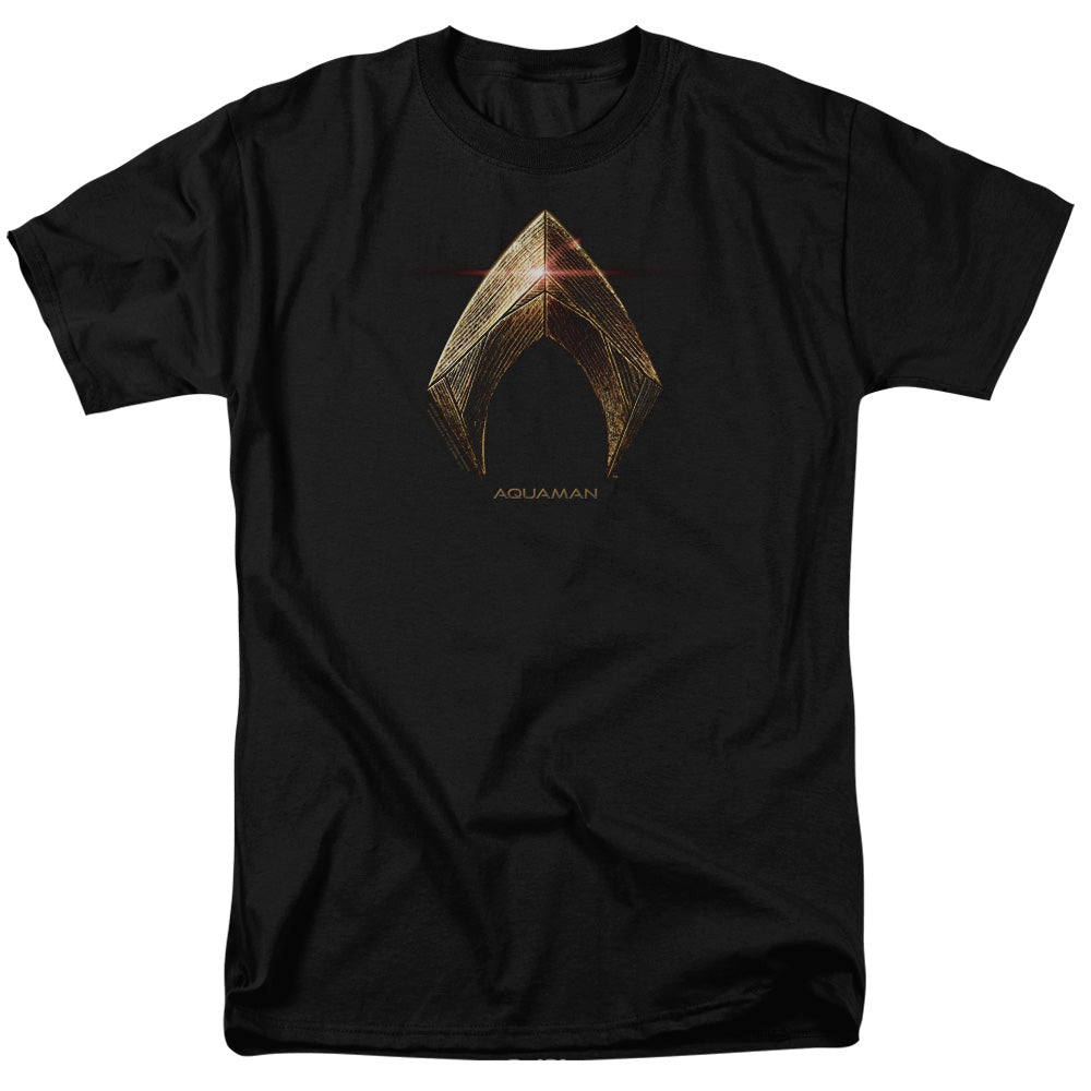 AN OFFCIALLY LICENSED JUSTICE LEAGUE MOVIE AQUAMAN LOGO MEN'S REGULAR FIT T-SHIRT BLACK