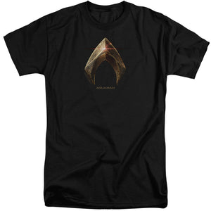AN OFFCIALLY LICENSED JUSTICE LEAGUE MOVIE AQUAMAN LOGO MEN'S TALL FIT T-SHIRT BLACK
