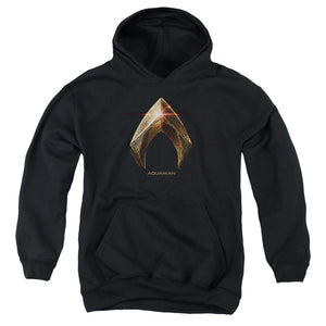 AN OFFCIALLY LICENSED JUSTICE LEAGUE MOVIE AQUAMAN LOGO YOUTH HOODIE BLACK