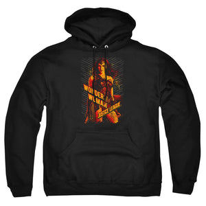 AN OFFCIALLY LICENSED JUSTICE LEAGUE MOVIE WONDER WOMAN ADULT UNISEX PULLOVER HOODIE BLACK
