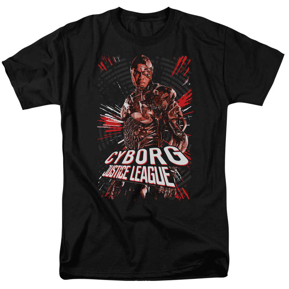 AN OFFCIALLY LICENSED JUSTICE LEAGUE MOVIE CYBORG MEN'S REGULAR FIT T-SHIRT BLACK