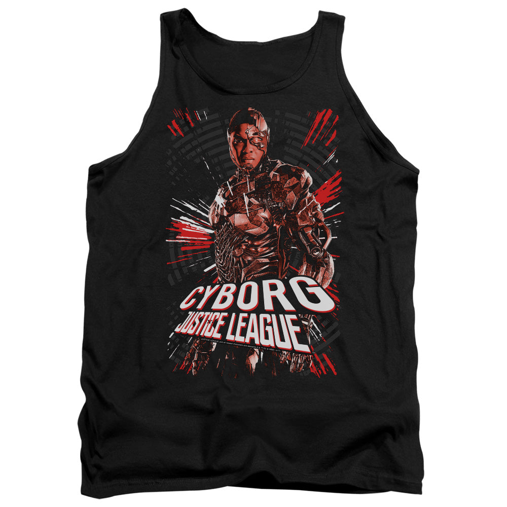 AN OFFCIALLY LICENSED JUSTICE LEAGUE MOVIE CYBORG ADULT UNISEX TANK TOP BLACK