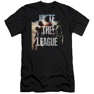 AN OFFCIALLY LICENSED JUSTICE LEAGUE MOVIE DAWN MEN'S PREMIUM SLIM FIT T-SHIRT BLACK
