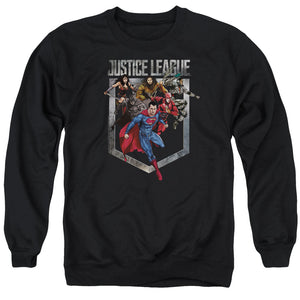 AN OFFCIALLY LICENSED JUSTICE LEAGUE MOVIE CHARGE ADULT UNISEX CREWNECK SWEATSHIRT BLACK