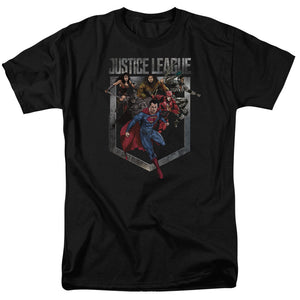 AN OFFCIALLY LICENSED JUSTICE LEAGUE MOVIE CHARGE MEN'S REGULAR FIT T-SHIRT BLACK