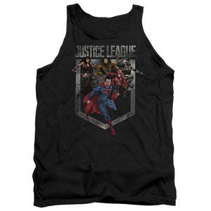 AN OFFCIALLY LICENSED JUSTICE LEAGUE MOVIE CHARGE ADULT UNISEX TANK TOP BLACK