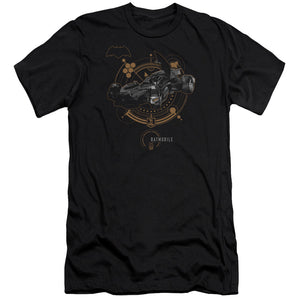 AN OFFCIALLY LICENSED JUSTICE LEAGUE MOVIE BATMOBILE MEN'S PREMIUM SLIM FIT T-SHIRT BLACK