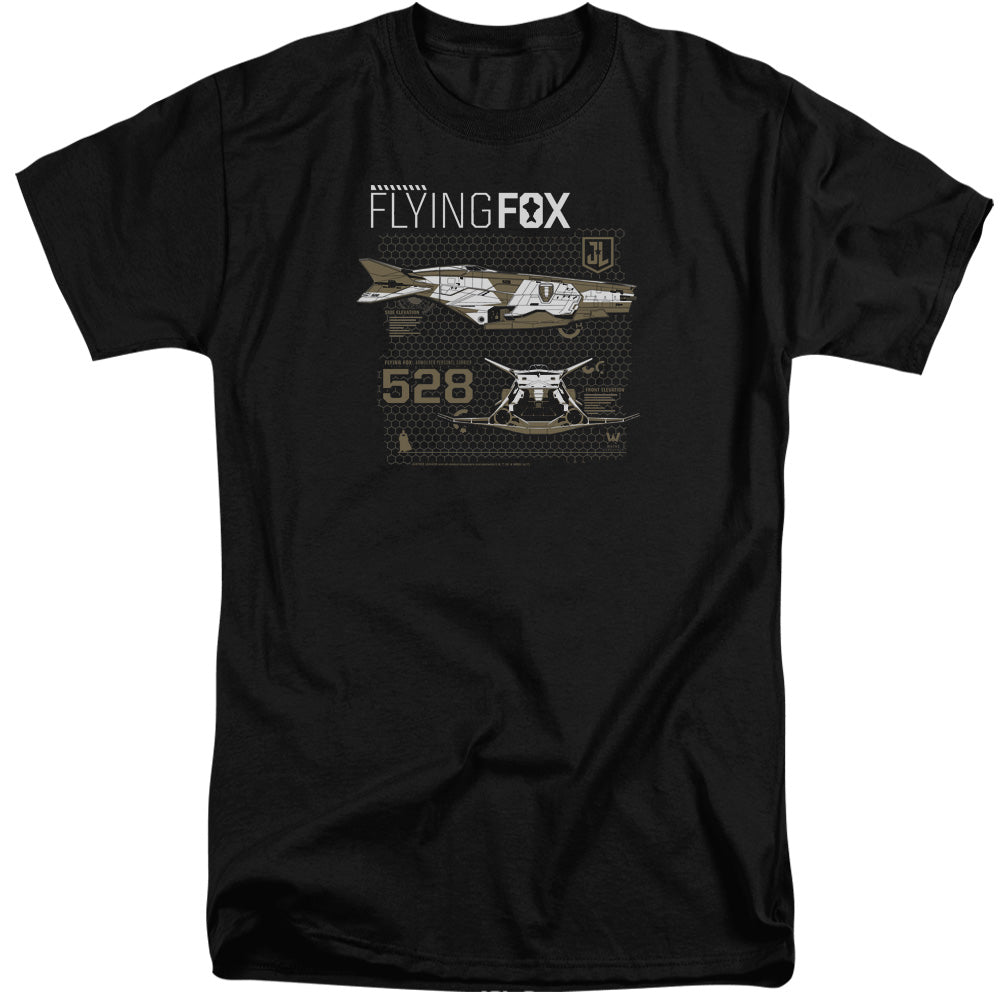 AN OFFCIALLY LICENSED JUSTICE LEAGUE MOVIE FLYING FOX MEN'S TALL FIT T-SHIRT BLACK