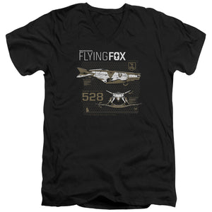 AN OFFCIALLY LICENSED JUSTICE LEAGUE MOVIE FLYING FOX MEN'S V-NECK T-SHIRT BLACK
