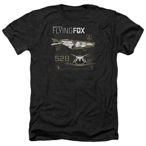 AN OFFCIALLY LICENSED JUSTICE LEAGUE MOVIE FLYING FOX MEN'S HEATHER T-SHIRT CHARCOAL