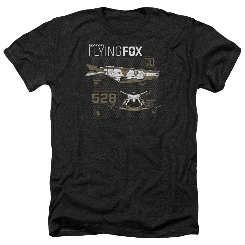 AN OFFCIALLY LICENSED JUSTICE LEAGUE MOVIE FLYING FOX MEN'S HEATHER T-SHIRT CHARCOAL