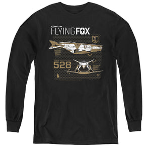 AN OFFCIALLY LICENSED JUSTICE LEAGUE MOVIE FLYING FOX YOUTH LONG SLEEVE T-SHIRT BLACK