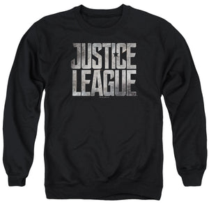 AN OFFCIALLY LICENSED JUSTICE LEAGUE MOVIE METAL LOGO ADULT UNISEX CREWNECK SWEATSHIRT BLACK