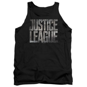 AN OFFCIALLY LICENSED JUSTICE LEAGUE MOVIE METAL LOGO ADULT UNISEX TANK TOP BLACK