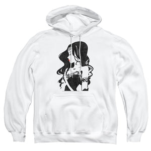 AN OFFCIALLY LICENSED JUSTICE LEAGUE MOVIE PROFILE ADULT UNISEX PULLOVER HOODIE WHITE