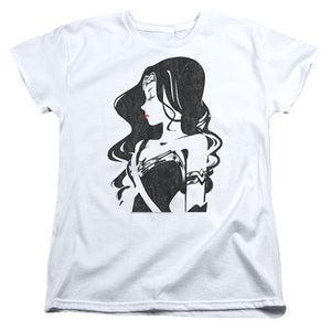 AN OFFCIALLY LICENSED JUSTICE LEAGUE MOVIE PROFILE WOMEN'S REGULAR FIT T-SHIRT WHITE