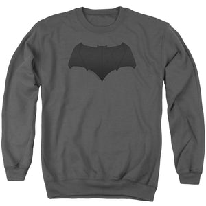 AN OFFCIALLY LICENSED JUSTICE LEAGUE MOVIE BATMAN LOGO ADULT UNISEX CREWNECK SWEATSHIRT CHARCOAL