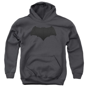 AN OFFCIALLY LICENSED JUSTICE LEAGUE MOVIE BATMAN LOGO YOUTH HOODIE CHARCOAL