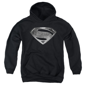 AN OFFCIALLY LICENSED JUSTICE LEAGUE MOVIE SUPERMAN SYMBOL BLACK SUIT YOUTH HOODIE BLACK