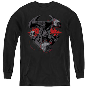 AN OFFCIALLY LICENSED JUSTICE LEAGUE MOVIE SYNDERS STEPPENWOLF YOUTH LONG SLEEVE T-SHIRT BLACK