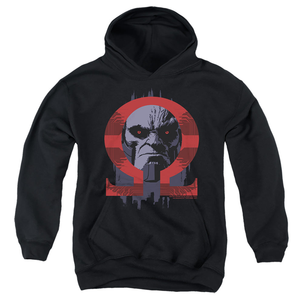 AN OFFCIALLY LICENSED JUSTICE LEAGUE MOVIE DARKSEID OMEGA YOUTH HOODIE BLACK