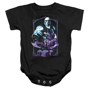 AN OFFCIALLY LICENSED JUSTICE LEAGUE MOVIE AGENTS OF DARKNESS BABY BODYSUIT BLACK