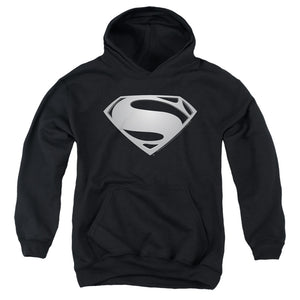 AN OFFCIALLY LICENSED JUSTICE LEAGUE MOVIE SUPERMAN SYMBOL BLACK SUIT 2 YOUTH HOODIE BLACK