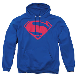 AN OFFCIALLY LICENSED JUSTICE LEAGUE MOVIE SUPERMAN SOLID COLOR ADULT UNISEX PULLOVER HOODIE ROYAL