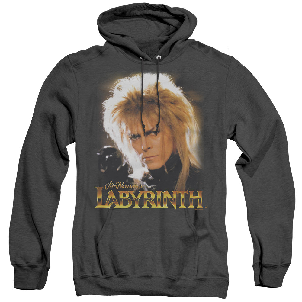AN OFFCIALLY LICENSED LABYRINTH JARETH ADULT UNISEX HEATHER PULLOVER HOODIE BLACK