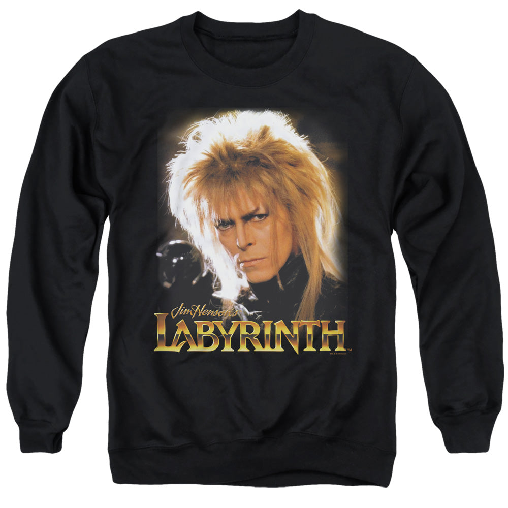 AN OFFCIALLY LICENSED LABYRINTH JARETH ADULT UNISEX CREWNECK SWEATSHIRT BLACK