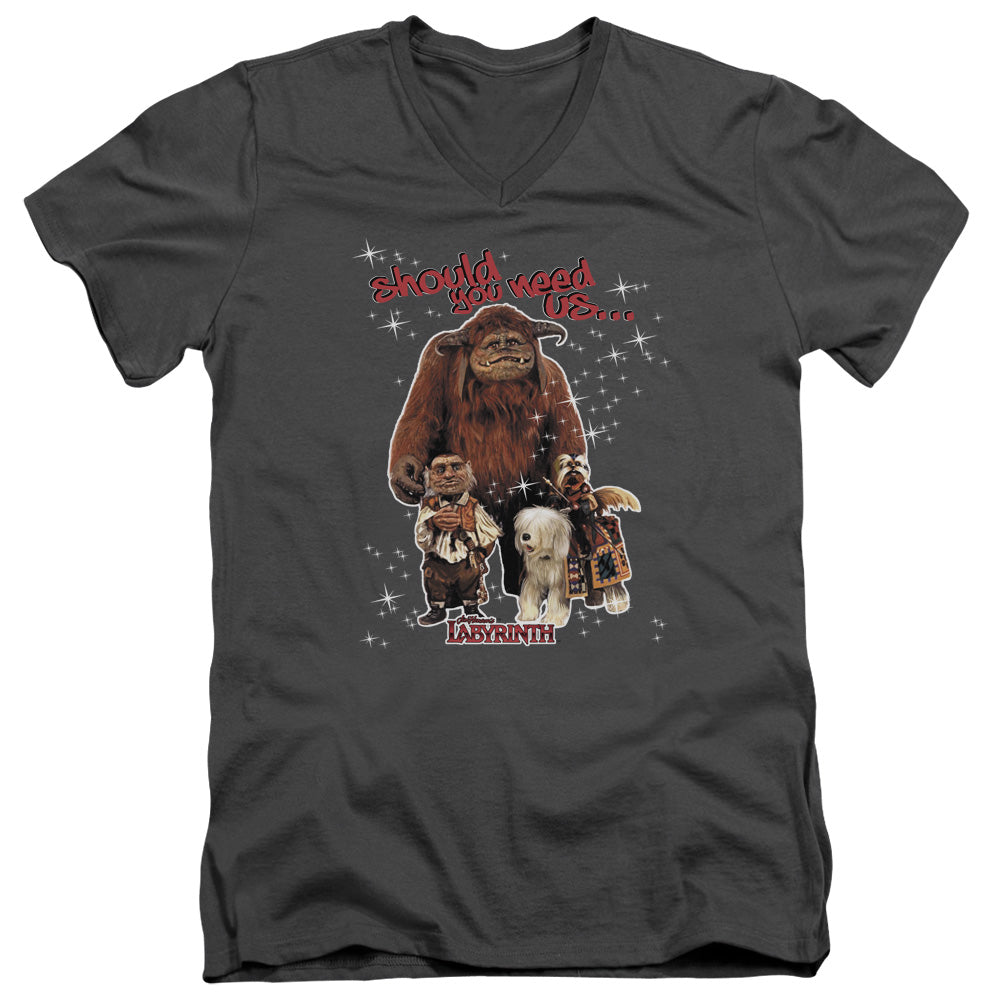 AN OFFCIALLY LICENSED LABYRINTH SHOULD YOU NEED US MEN'S V-NECK T-SHIRT CHARCOAL