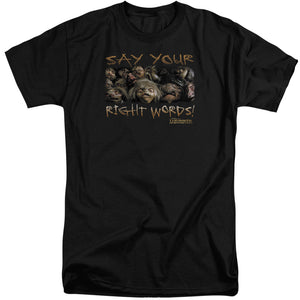AN OFFCIALLY LICENSED LABYRINTH SAY YOUR RIGHT WORDS MEN'S TALL FIT T-SHIRT BLACK