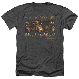 AN OFFCIALLY LICENSED LABYRINTH SAY YOUR RIGHT WORDS MEN'S HEATHER T-SHIRT CHARCOAL