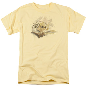 AN OFFCIALLY LICENSED LABYRINTH SHE BITES MEN'S REGULAR FIT T-SHIRT BANANA