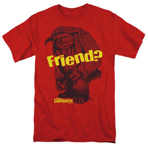 AN OFFCIALLY LICENSED LABYRINTH LUDO FRIEND MEN'S REGULAR FIT T-SHIRT RED