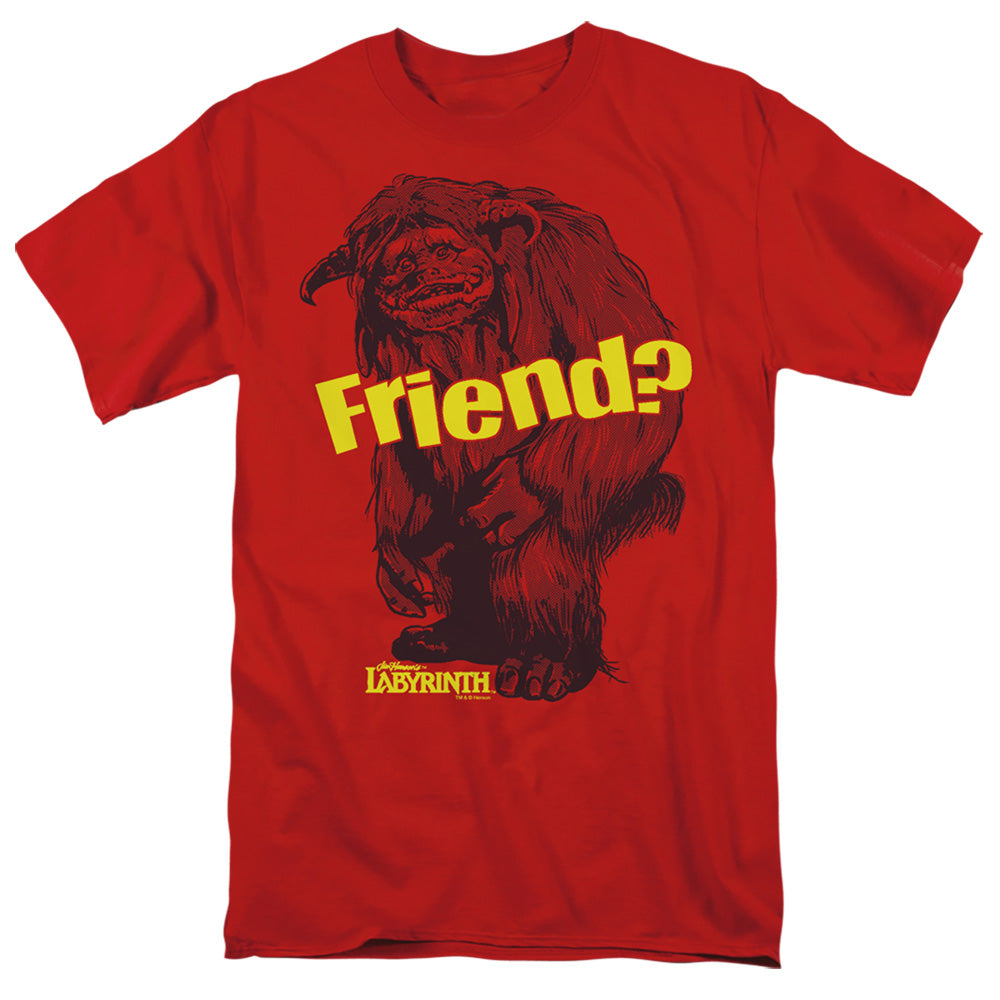 AN OFFCIALLY LICENSED LABYRINTH LUDO FRIEND MEN'S REGULAR FIT T-SHIRT RED