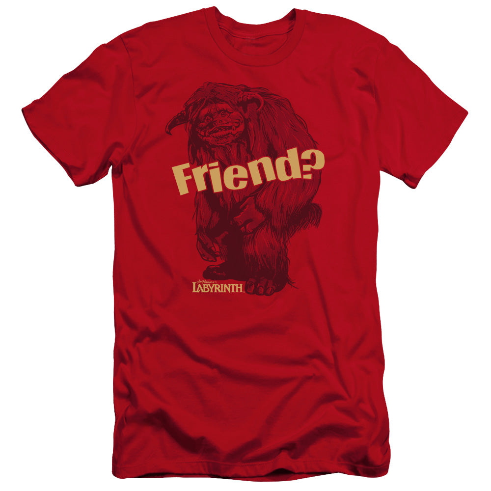 AN OFFCIALLY LICENSED LABYRINTH LUDO FRIEND MEN'S PREMIUM SLIM FIT T-SHIRT RED