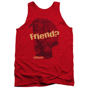 AN OFFCIALLY LICENSED LABYRINTH LUDO FRIEND ADULT UNISEX TANK TOP RED
