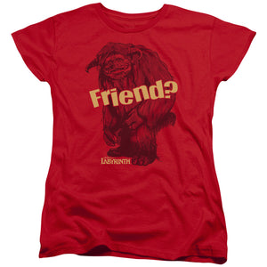 AN OFFCIALLY LICENSED LABYRINTH LUDO FRIEND WOMEN'S REGULAR FIT T-SHIRT RED