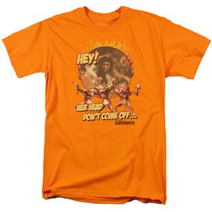 AN OFFCIALLY LICENSED LABYRINTH HEAD DONT COME OFF MEN'S REGULAR FIT T-SHIRT ORANGE