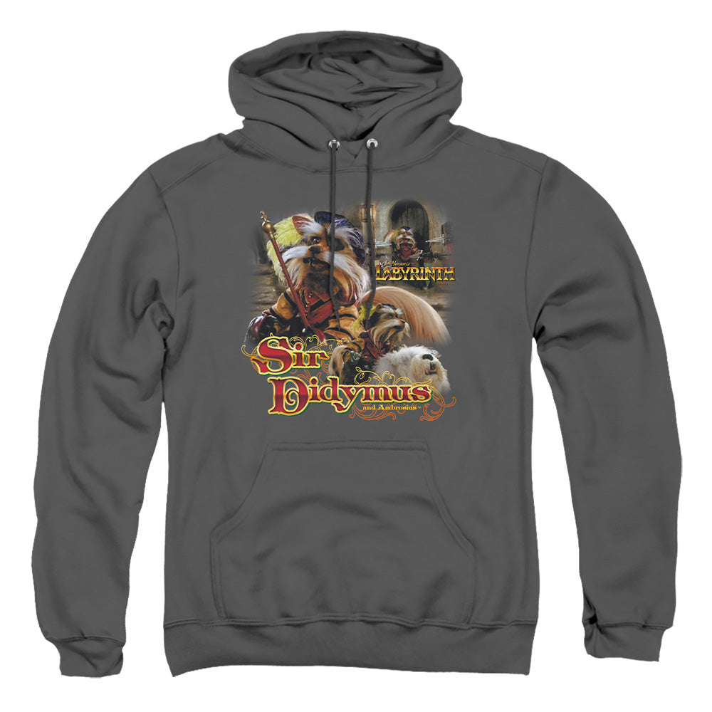 AN OFFCIALLY LICENSED LABYRINTH SIR DIDYMUS ADULT UNISEX PULLOVER HOODIE CHARCOAL